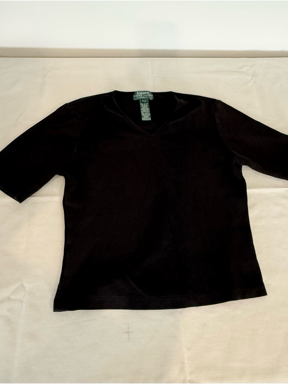 Ralph Lauren Black V-Neck Short Sleeve Tee size Petite S